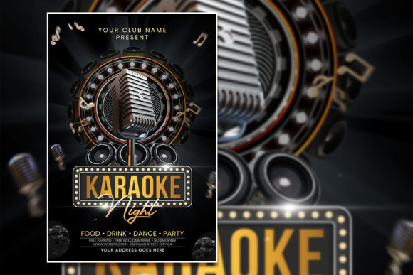 Dark Style Karaoke Night Poster Template