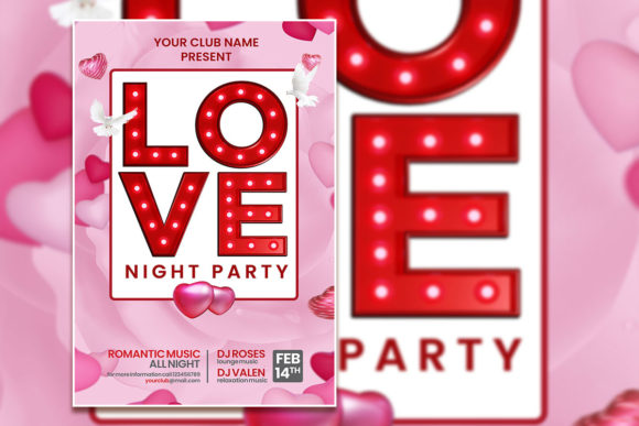 Modern Love Night Party Poster Template