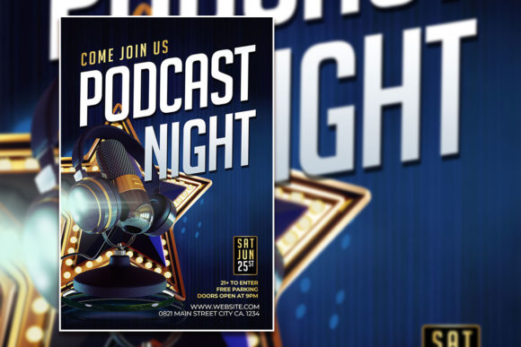 Modern Podcast Night Poster Template