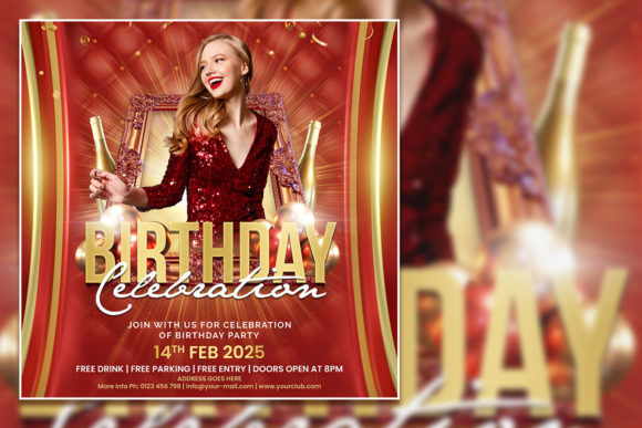 Red Style Birthday Social Media Post
